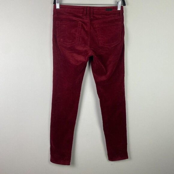 Kut from the Kloth Corduroy Pants Womens Size 8 Burgundy Red Diana Skinny - Picture 5 of 10